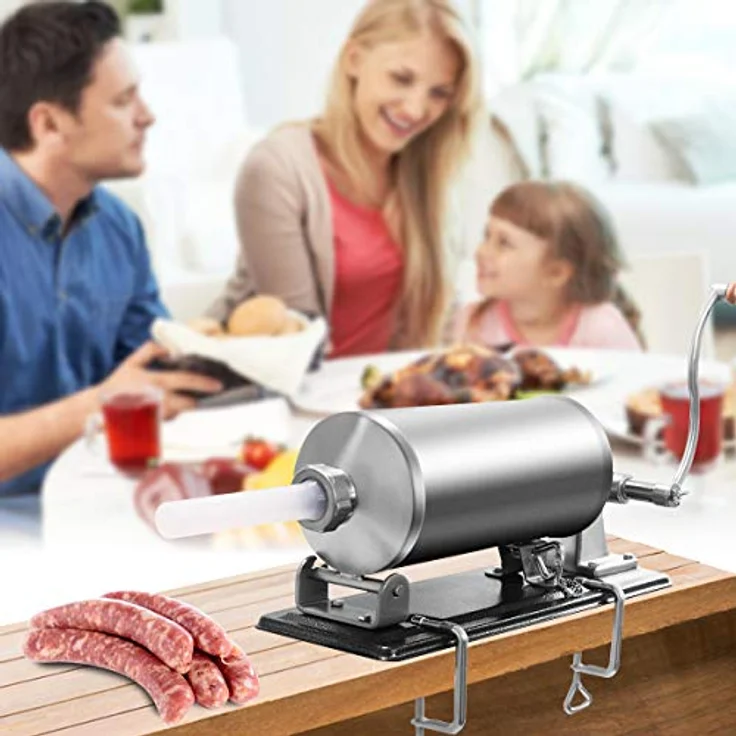 COSTWAY Wurstfüllaufsatz, Wurstmaschine mit 4 Füllrohre & Tischklemme, 4,8L, Aluminium & Edelstahl – Bild 5