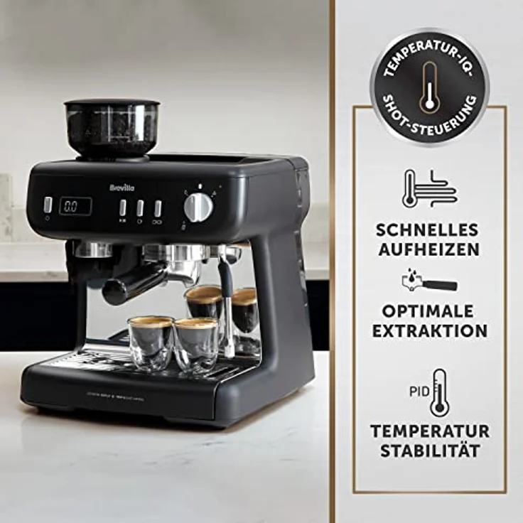 Breville Barista Espresso Max +, Siebträgermaschine mit integriertem Mahlwerk und 15 Bar Pumpendruck, Schwarz – Bild 5