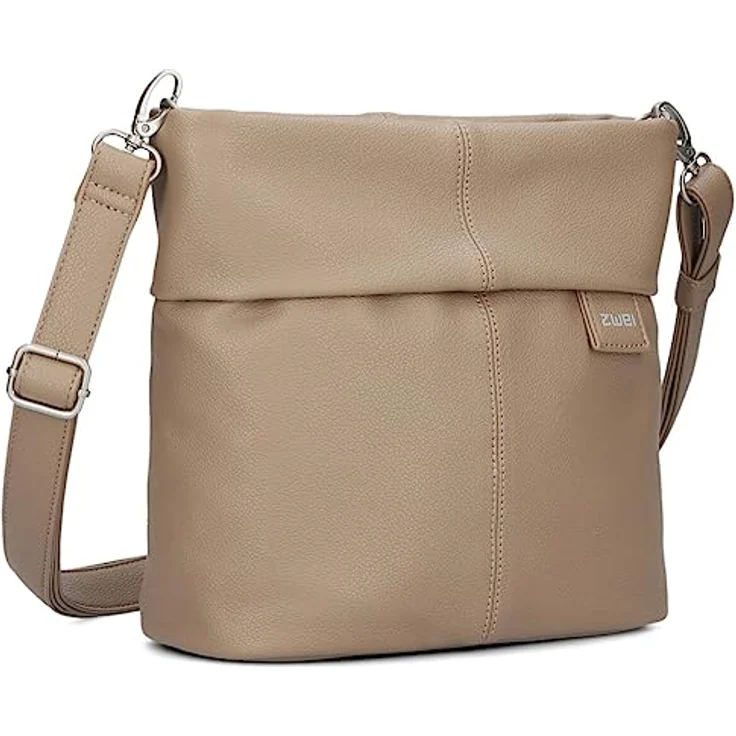 ZWEI Beuteltasche Mademoiselle M8, praktische Umhängetasche aus Kunstleder mit Innenfächern, braun – Bild 1