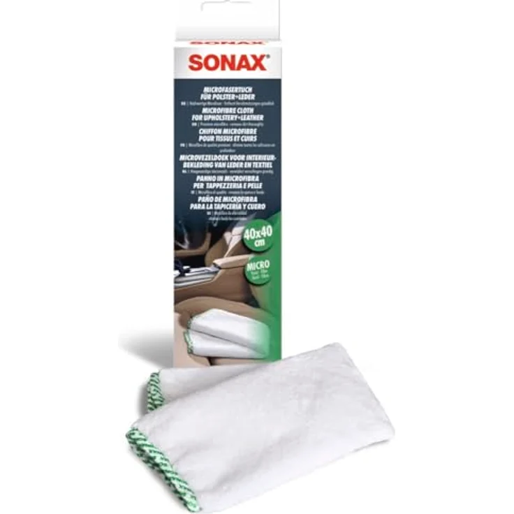 SONAX Microfasertuch für Polster, Textil und Leder zur fusselfreien Fahrzeuginnenreinigung (40x40 cm), bei 60°C waschbar | Art-Nr. 04168000 – Bild 2