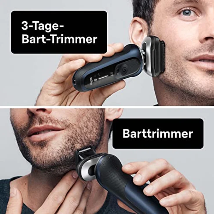 Braun Series 7cc Herren Rasierer mit 360° Anpassung, Barttrimmer, 3-Tage-Bart-Trimmer, Reinigungsstation, AutoSense, Wet&Dry, 50 Min. Laufzeit, EasyClick Funktion, blau – Bild 4