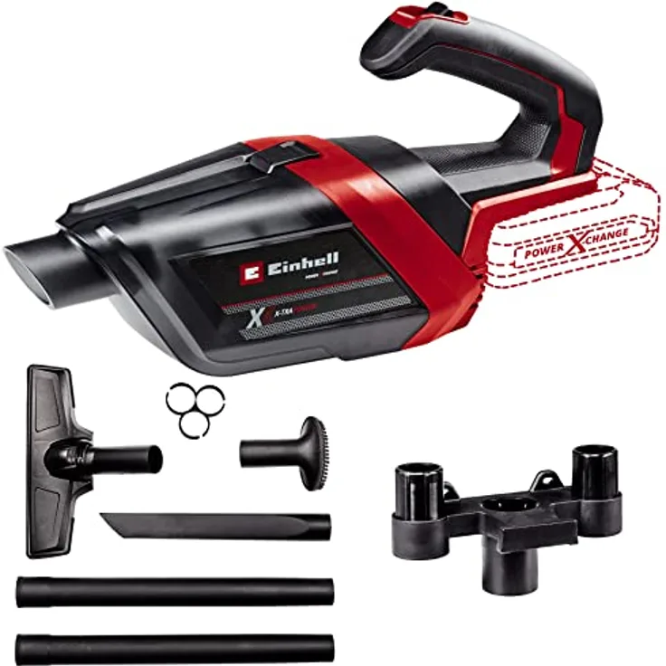 Einhell Akku-Handstaubsauger TE-HV 18/06 Li-Solo Power X-Change (18 V, 72 mbar Saugleistung, inkl. Fugendüse, Polsterdüse, Bodendüse, 0,6 L Staubbehälter, ohne Akku)