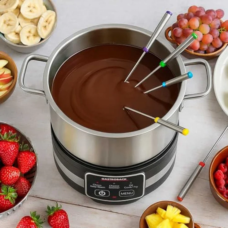 Gastroback 42568 Fondue Multicook 4 in 1, Induktionsgeeignetes Fondue Set für bis zu 8 Personen, Edelstahl, Schwarz – Bild 2