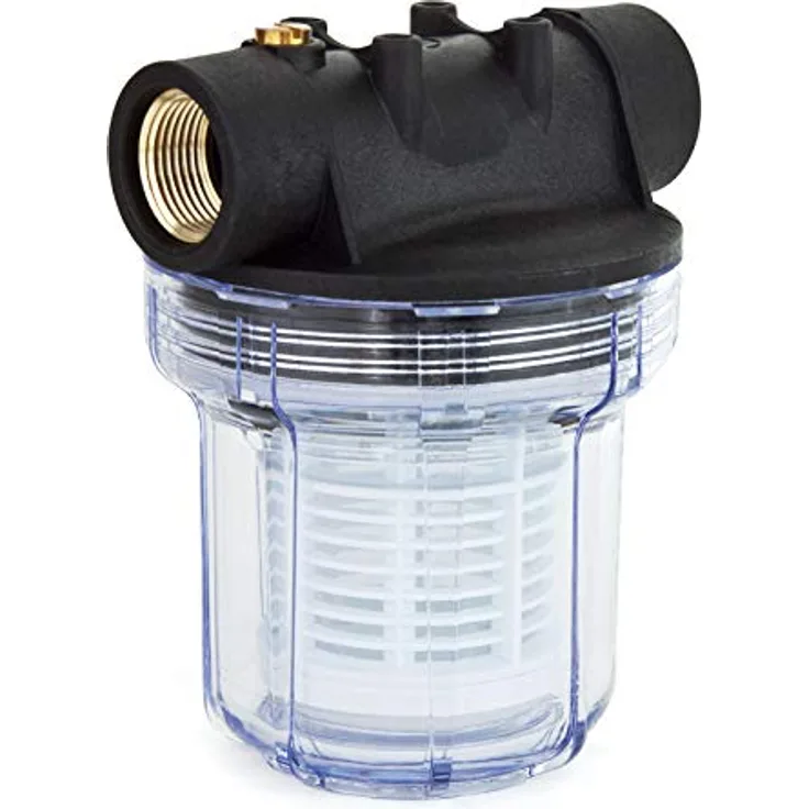 Grafner Vorfilter für Hauswasserwerke und Gartenpumpen, mit Filtereinsatz, platzsparende Ausführung, 1“ IG und 2x 1“ AG Adapter, 5,5 bar, 3000 l/h, Filter Pumpe - Preisvergleich
