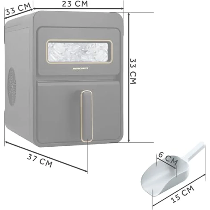 Berdsen BD-421 Eiswürfelbereiter, 1,1 l/12 kg, Schwarz, 9 Eiswürfel in 6-8 Minuten, automatische Selbstreinigung, zwei Eiswürfelgrößen – Bild 2