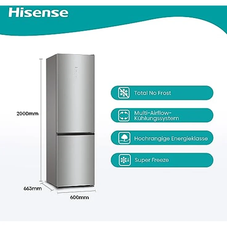 Hisense RB470N4SIB Kühl- Gefrierkombination Total No Frost, Inox, EEK B, 361 Liter, CrispZone – Bild 2