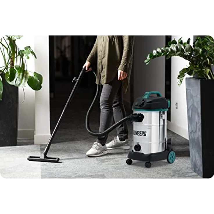 Humberg Multifunktionaler Industriestaubsauger 30L 1600W, Nass- und Trockensauger mit Elektrowerkzeugsteckdose, Blasfunktion, wiederverwendbaren Filtern, Grün – Bild 4