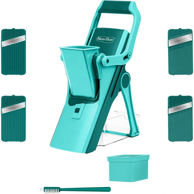 Genius Nicer Dicer Mando, 10-tlg. Gemüseschneider mit wechselbaren Edelstahl-Klingen, sicher und präzise