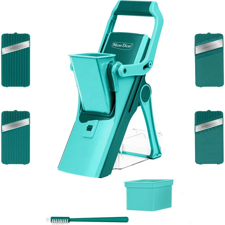 Genius Nicer Dicer Mando, 10-tlg. Gemüseschneider mit wechselbaren Edelstahl-Klingen, sicher und präzise