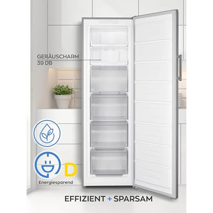Heinrich´s Gefrierschrank 204L No-Frost mit LED-Display, inox – Bild 2
