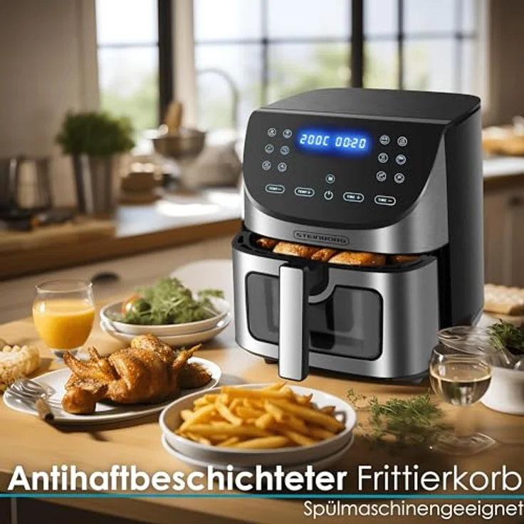 Steinborg Heißluftfritteuse 8 Liter | 4 in 1 Mini Backofen | Air Fryer | 12 Programme | Weiß – Bild 3