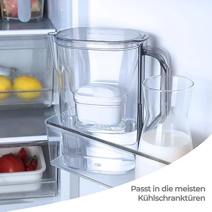 Wessper Wasserfilter kanne Für Kühlschranktür 2.7L, Wasserkaraffe mit einem aktivkohle wasserfilter Kompatibel mit Brita Maxtra Filterkartuschen, Schwarz – Bild 5