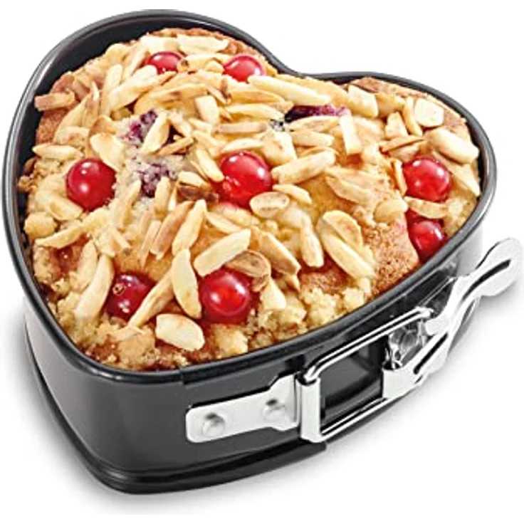 Küchenprofi Kuchenform Herz | 11,5cm, 4,5cm hoch | antihaftbeschichtet | Springform Herz | schwarz | auslaufsicher | kreative Kuchen in Herzform zum Muttertag, Geburtstag und mehr – Bild 2