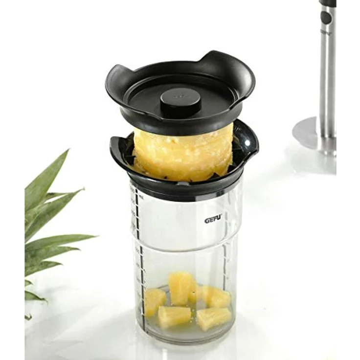 GEFU 13550 Ananasschneider Professional Plus - Messer und Schäler Set für Ananas - Edelstahl Schneider mit Behälter – Bild 4
