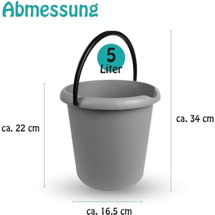 ProHome Putzeimer 5 Liter, Kunststoff Eimer mit Mess-Skala, BPA-frei, vers. Farben (Rosa, Grün, Anthrazit), Made in EU – Bild 7