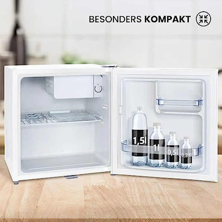 Stillstern Mini Kühlschrank E 45L mit Abtauautomatik, Schloss, Frostfach, Leise, Ideal für Küche, Büro, Schlafzimmer, Hotels und kleine Wohnungen Kühlschrank klein Minibar Getränkekühlschrank – Bild 3