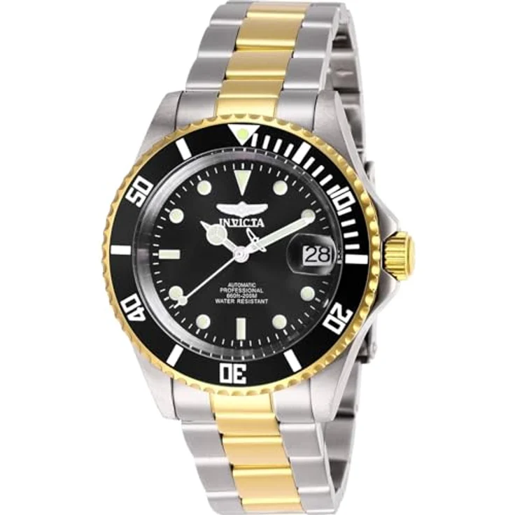 Invicta Pro Diver Automatikuhr, Edelstahl Herrenarmbanduhr, 40mm, silber- und gelbgoldfarben mit kratzfestem Mineralglas – Bild 1