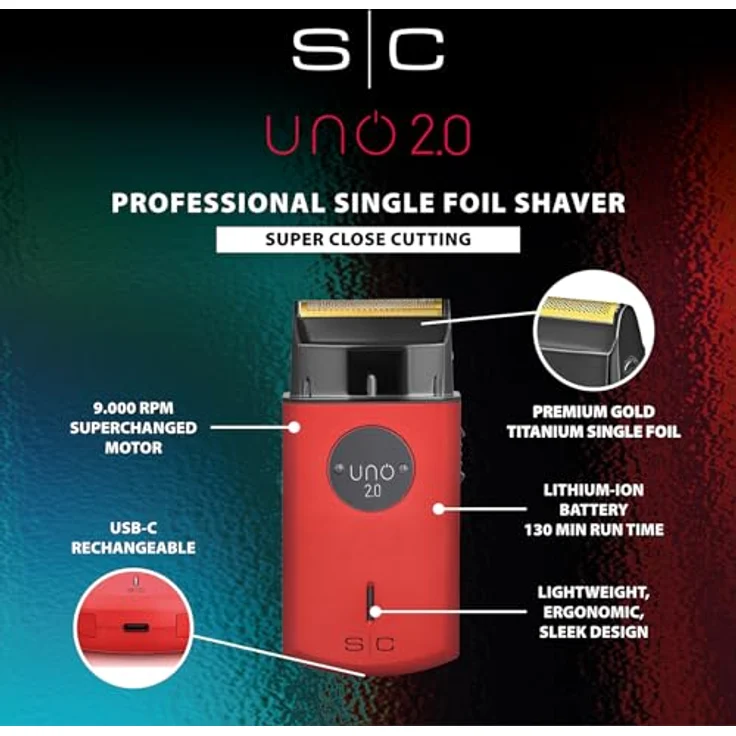 Stylecraft Uno 2.0, Elektrorasierer für Bart und Haare, kabellos, 130 Minuten Laufzeit, ergonomisch, USB Typ C, 9.000 U/min, 90 g, inkl. Reisebeutel – Bild 2