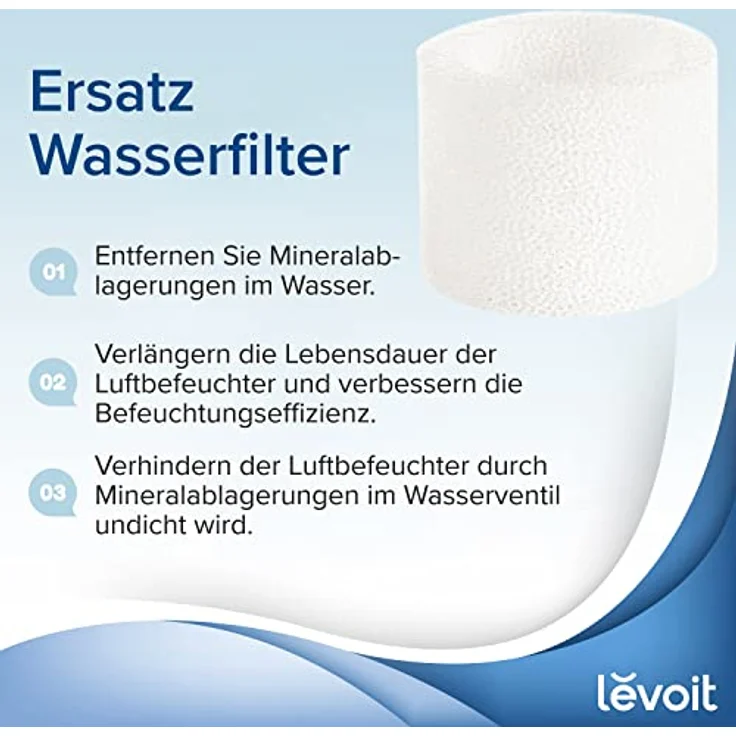 Levoit Luftbefeuchter Ersatzfilter Fängt feine Partikel im Wassertank auf, um die Befeuchtungseffizienz zu verbessern, kompatibel mit Dual150, Dual200S, Classic300(S), LV600S, Weiß, 10 Pack – Bild 3