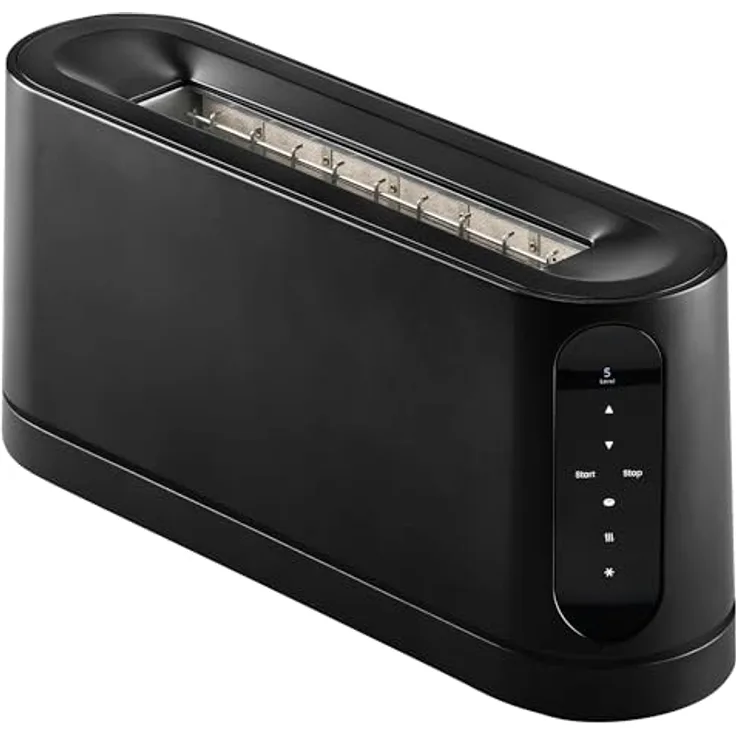Jacob Jensen Langschlitztoaster Schwarz, 850 W für 2 Scheiben mit Soft-Lift-Mechanismus und 7 Bräunungsstufen