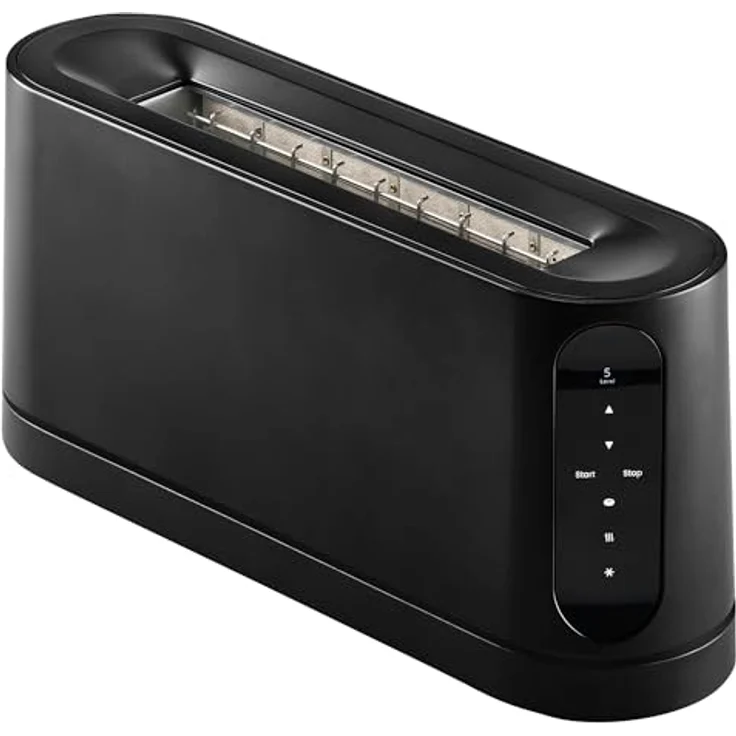 Jacob Jensen Langschlitztoaster Schwarz, 850 W für 2 Scheiben mit Soft-Lift-Mechanismus und 7 Bräunungsstufen – Bild 1