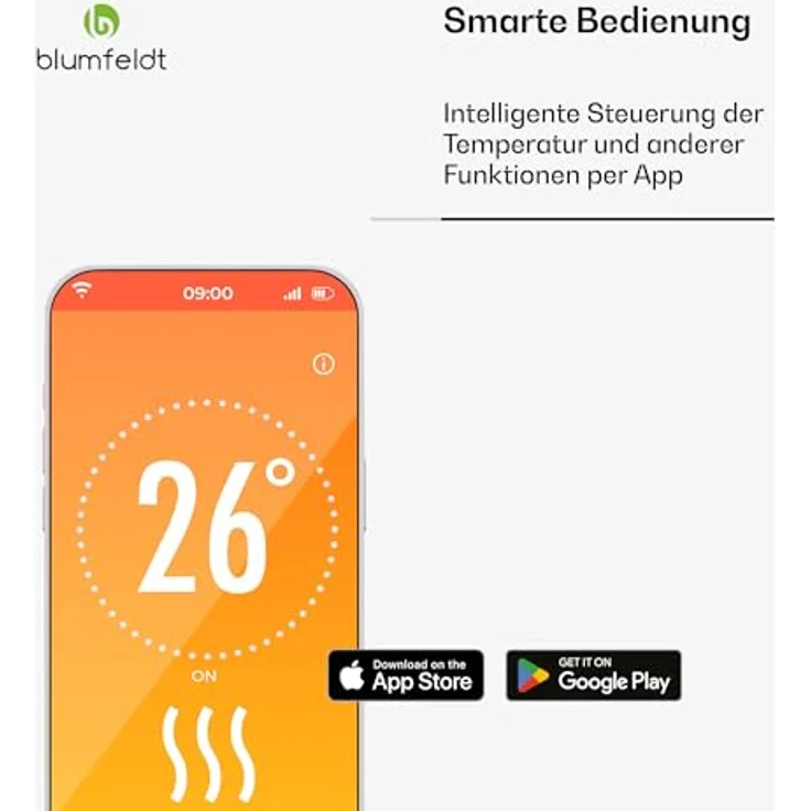 Blumfeldt Infrarotheizung 2000 W – Graphen-Heizelement, App & Touch-Steuerung, IP24, für Räume bis 20 m², Weiß – Bild 4