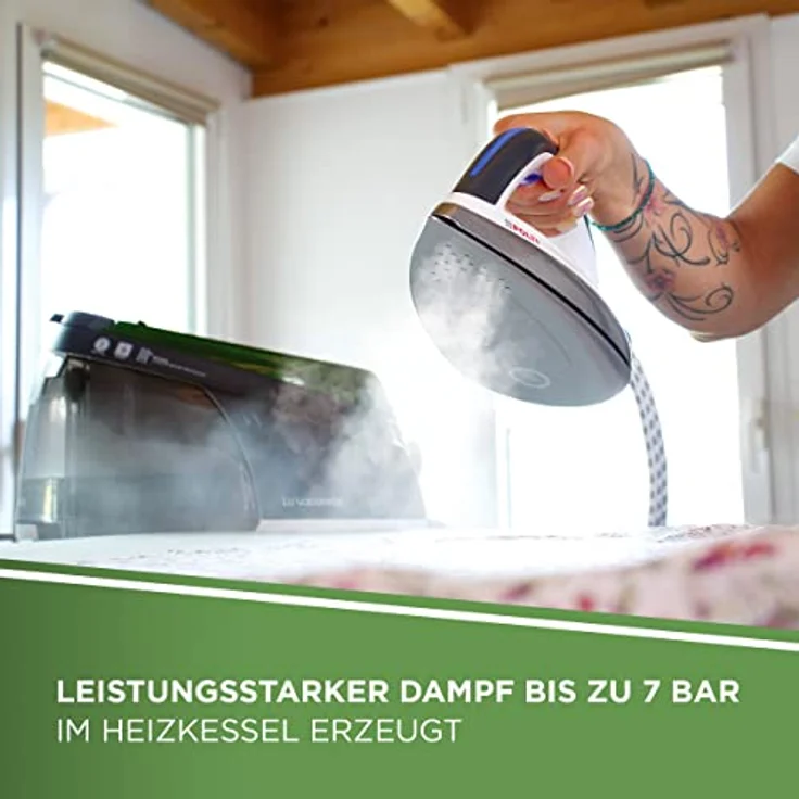 Polti PLEU0247 LA VAPORELLA XT90C Dampfbügelstation mit Heizkessel Aluminiumbügelsohle mit doppelter Keramikbeschichtung 1.4 liters, Grün-Grau – Bild 4