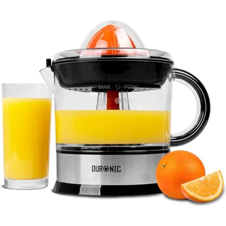 Duronic JE407 Saftpresse elektrisch 40W, Zitronenpresse 700ml, Zitruspresse 2 Kegel, hohe Saftgewinnung - Edelstahl Fruchtpresse mit Sieb – Bild 1