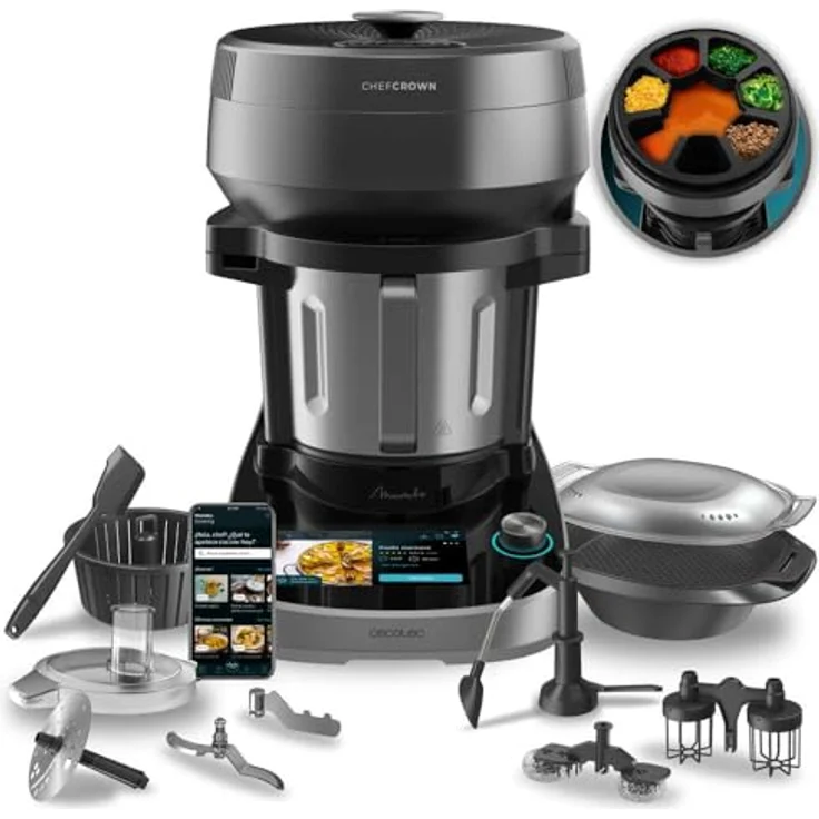 Cecotec Küchenroboter Mambo CooKing Unique, 2200 W, 5L Unique Krug, Zubehör: Dampfgarer oder Schöpflöffel, Edelstahl-Krug – Bild 1