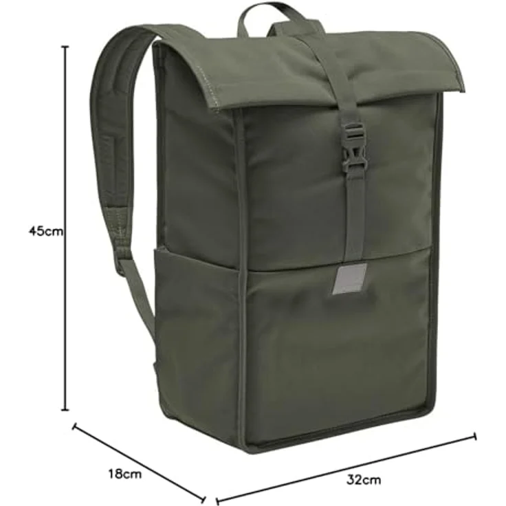 VAUDE Coreway Rolltop 20, Freizeitrucksack mit 15,6 Zoll Laptopfach, khaki, aus recycelten PET-Flaschen, gepolstert, seitlicher Reißverschluss – Bild 8