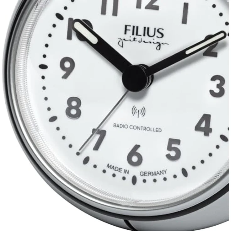 FILIUS zeitdesign Funkwecker 0544-19, Silbergrau-Metallic, Durchmesser 9,0 cm – Bild 2