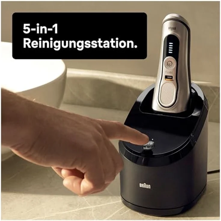 Braun Series 9 Pro Premium Rasierer Herren, 4+1 Scherkopf, Elektrorasierer & Trimmer, Reinigungsstation, 60 Min Laufzeit, 9466cc, chrom – Bild 3
