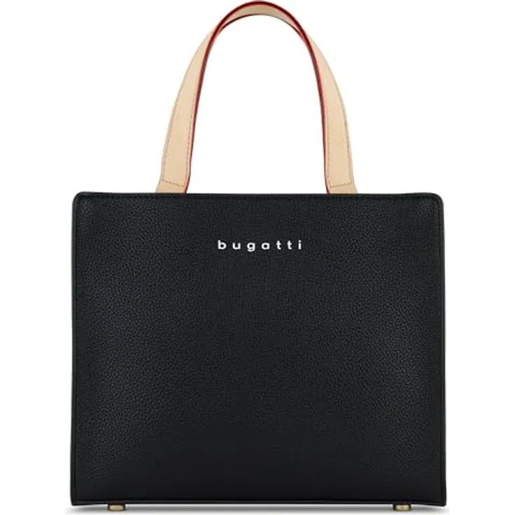 bugatti Ella Mini Tote Bag - Damen-Kunstledertasche in Schwarz mit abnehmbarem Schultergurt und eleganten Design, 23 x 8,5 x 19,5 cm