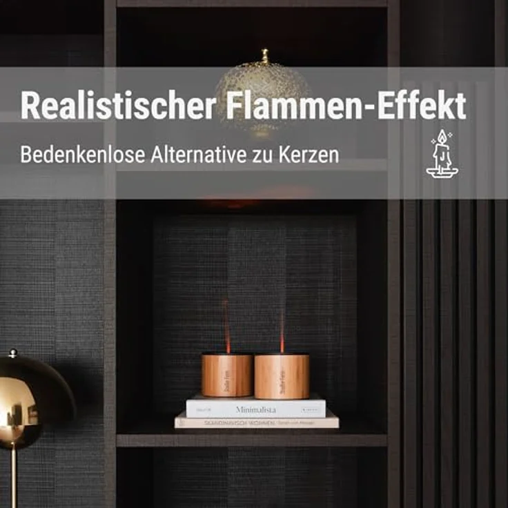 Stadler Form Aroma Diffuser Nora mit Bambus-Gehäuse und Aluminiumdeckel für drinnen und draussen, verströmt ätherische Öle und bezaubert mit Flammen-Effekt kabellos bis 7 h – Bild 5