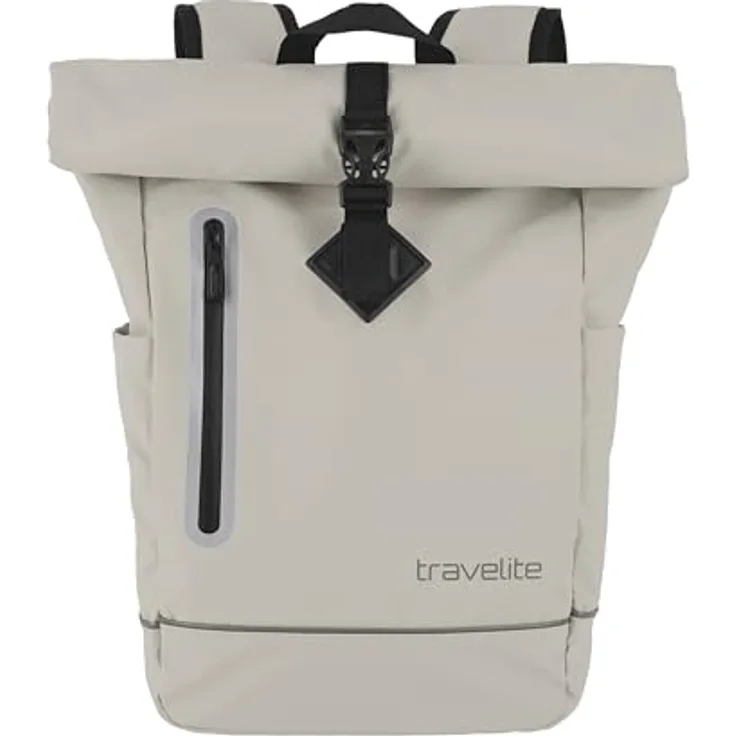 travelite BASICS Roll-Up Rucksack, Freizeitrucksack aus wasserfester Plane mit reflektierenden Applikationen, ideal für Wandern und Freizeit, viele Trendfarben verfügbar