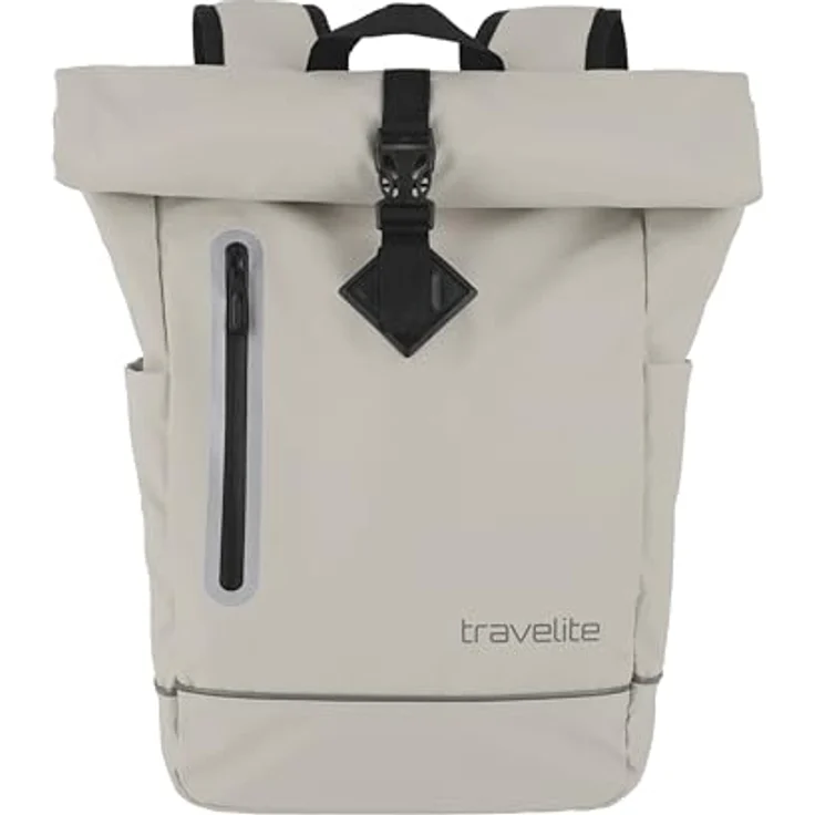 travelite BASICS Roll-Up Rucksack, Freizeitrucksack aus wasserfester Plane mit reflektierenden Applikationen, ideal für Wandern und Freizeit, viele Trendfarben verfügbar – Bild 1