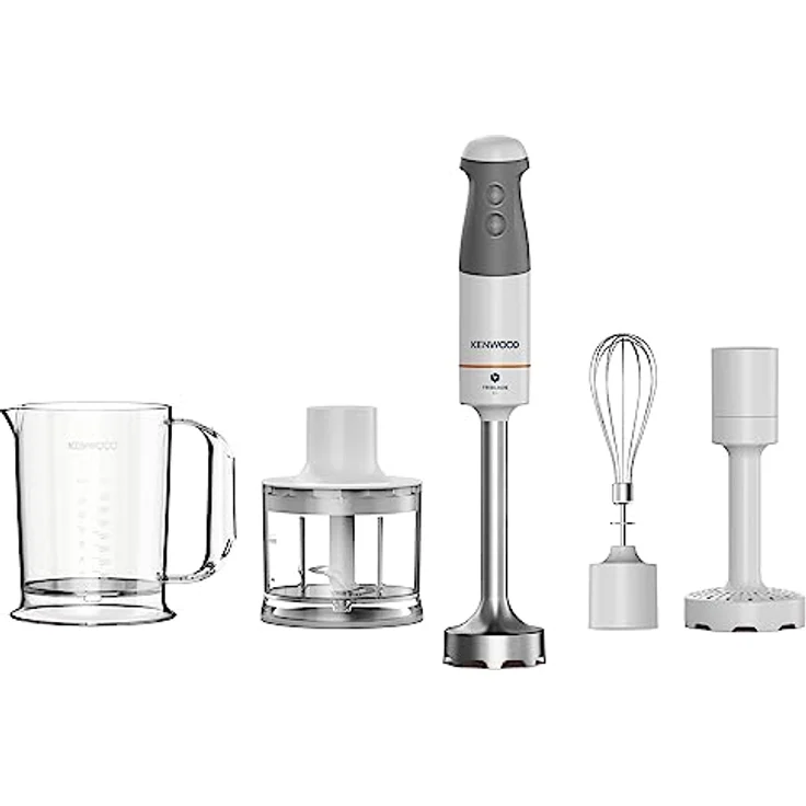 Kenwood HBM40.306WH Triblade XL Stabmixer, 850W, 2 Geschwindigkeiten,inkl. Schneebesen, Stampfer, Zerkleinerer-Aufsatz, Kunststoff, Edelstahl, weiß – Bild 2