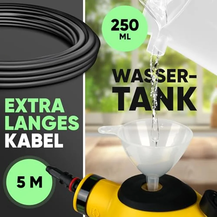 Clatronic DR 3653 Dampfreiniger inkl. 9-teiligem Zubehör, extra 5 m langes Kabel – Bild 4
