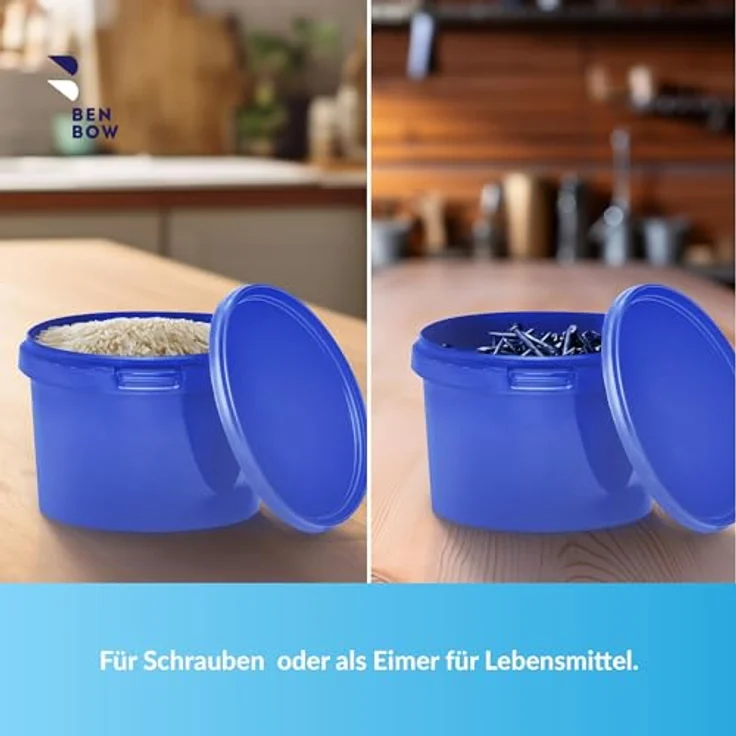 BenBow Eimer mit Deckel 0,5l blau 10x 0,5 Liter - lebensmittelecht, stabil, luftdicht, auslaufsicher, geruchsneutral - Aufbewahrungsbehälter aus Kunststoff – Bild 4