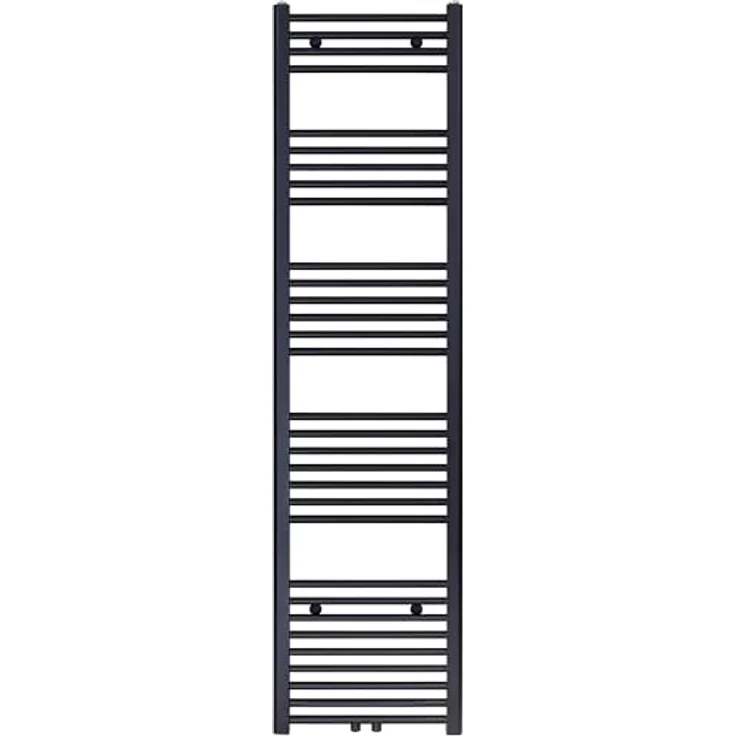 Belrad® Badheizkörper, Handtuchheizkörper aus Qualitätsstahl, schwarz pulverbeschichtet, wandmontagefähig, wasserbetrieben, robust und langlebig – Bild 1