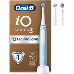 Oral-B iO Series 3 Light Elektrische Zahnbürste/Electric Toothbrush, 3 Aufsteckbürsten, 3 Putzmodi inkl. Sensitive Zahnpflegee, Drucksensor & Timer, Designed by Braun, light blue