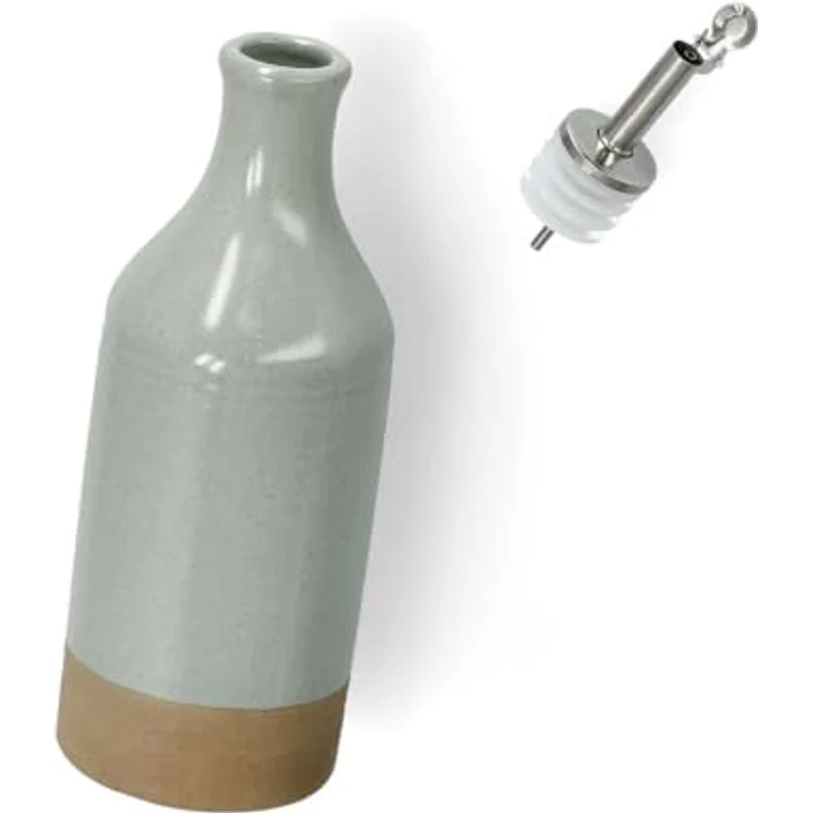 XXXL Olivenölflasche, grau, Keramik, 420 ml mit Dosierer, 7x23.1x7 cm, für Tischkultur & Servieren – Bild 2