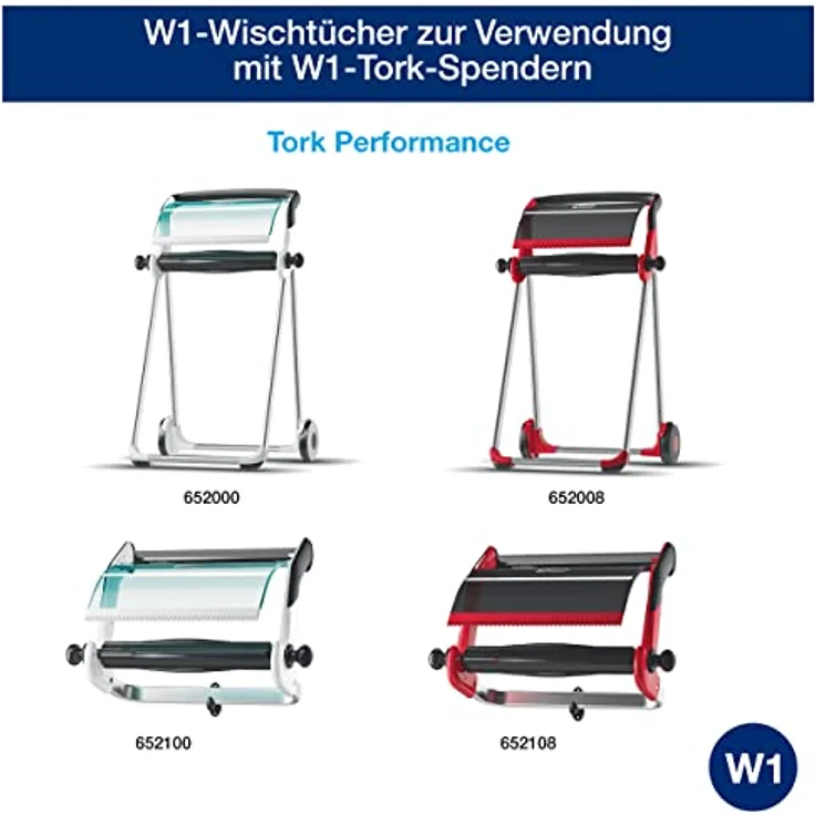 Tork 130050 Starke Mehrzweck Papierwischtücher für W1 Bodenständer- und Wandhalter-System / 2-lagige Papierrolle in Blau / Premium Qualität / 1 x 510 m – Bild 3