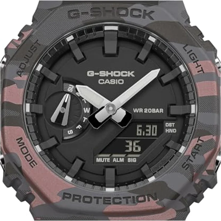 Casio G-Shock 2100 Series Camouflage Uhr GA-2100CM-8AER, Herren-Armbanduhr aus Harz, stoßfest, mit 5 Alarmen und Weltzeitfunktion, Camouflage-Design – Bild 3