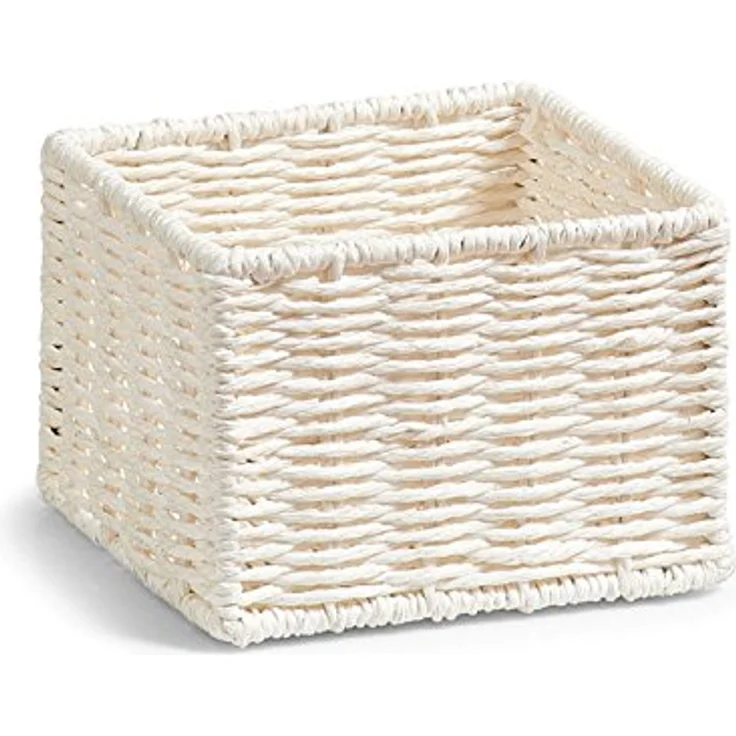 Zeller 18097 Aufbewahrungskörbchen, 2-er Set, Papiergeflecht, weiß, 16 x 16 x 11 cm, 16x16x11 cm – Bild 2