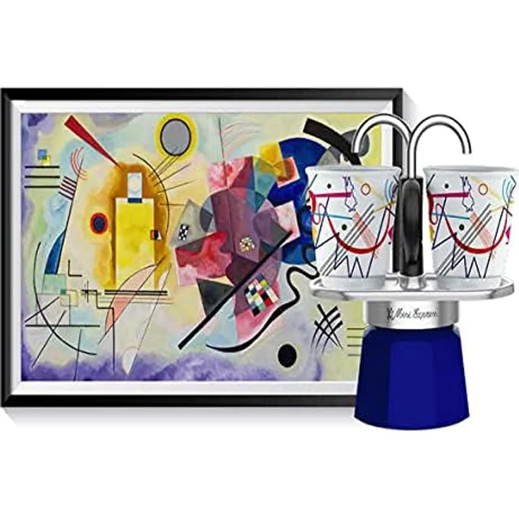 Bialetti Espressokocher-Set Mini 3-tlg. Express Kandinsky für 2 Tassen, Espresso, Espressokanne, Kaffeebereiter, Bunt, 90 ml, 1407 – Bild 3