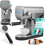 ProfiCook Espressomaschine PC-ES-KA 1265, Espressomaschine für Kaffeepulver und Kapseln, mit original italienischer Profi-Espressopumpe, Edelstahlgehäuse und 20 bar Pumpdruck