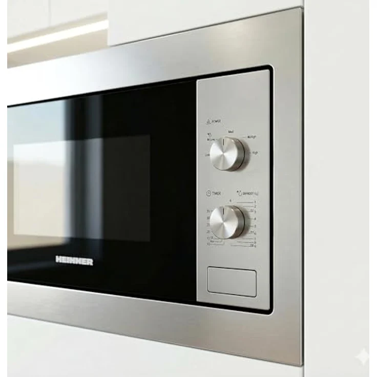 Heinner HMW-MDBI20MIX Einbau-Mikrowelle 20L, 800W, 5 Stufen, Auftauen, Schwarz/Silber – Bild 5