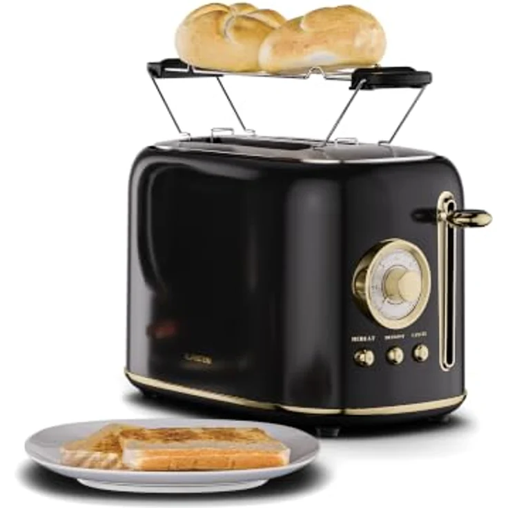 Klarstein Toaster Victoria, 800 W mit Brötchenaufsatz und Edelstahl-Gehäuse – Bild 1