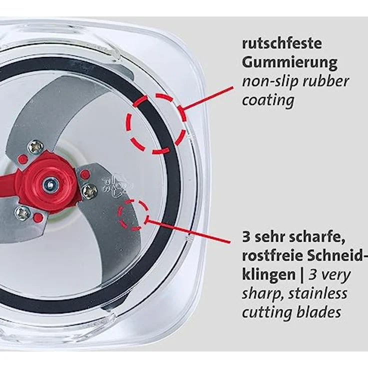 Westmark Multifunktions-Schneider mit Seilzug – hochwertiger Zerkleinerer für Zwiebeln, Salat, Gemüse oder Nüsse aller Art, manuell – 450 ml – Bild 4